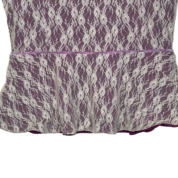 Matilda Jane Womens Top Size Small‎ Lace White Overlay Purple Lined SS Polyester - Picture 4 of 6